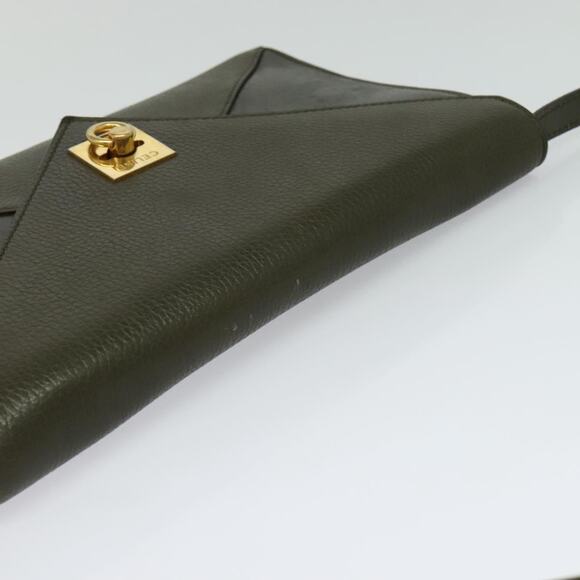 CELINE Shoulder Bag Leather Khaki Gold - Picture 6 of 12